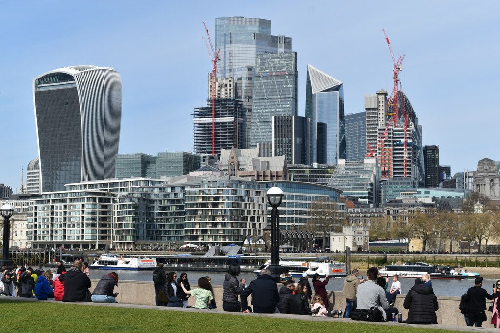 The City of London seen across the Thames.