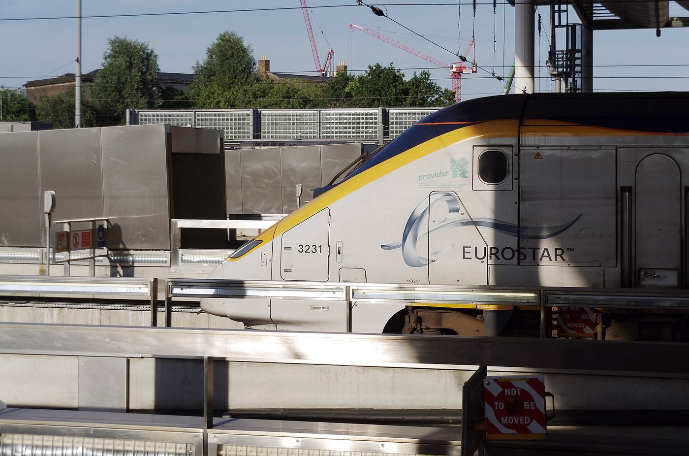 A Eurostar train at St Pancras International in London.