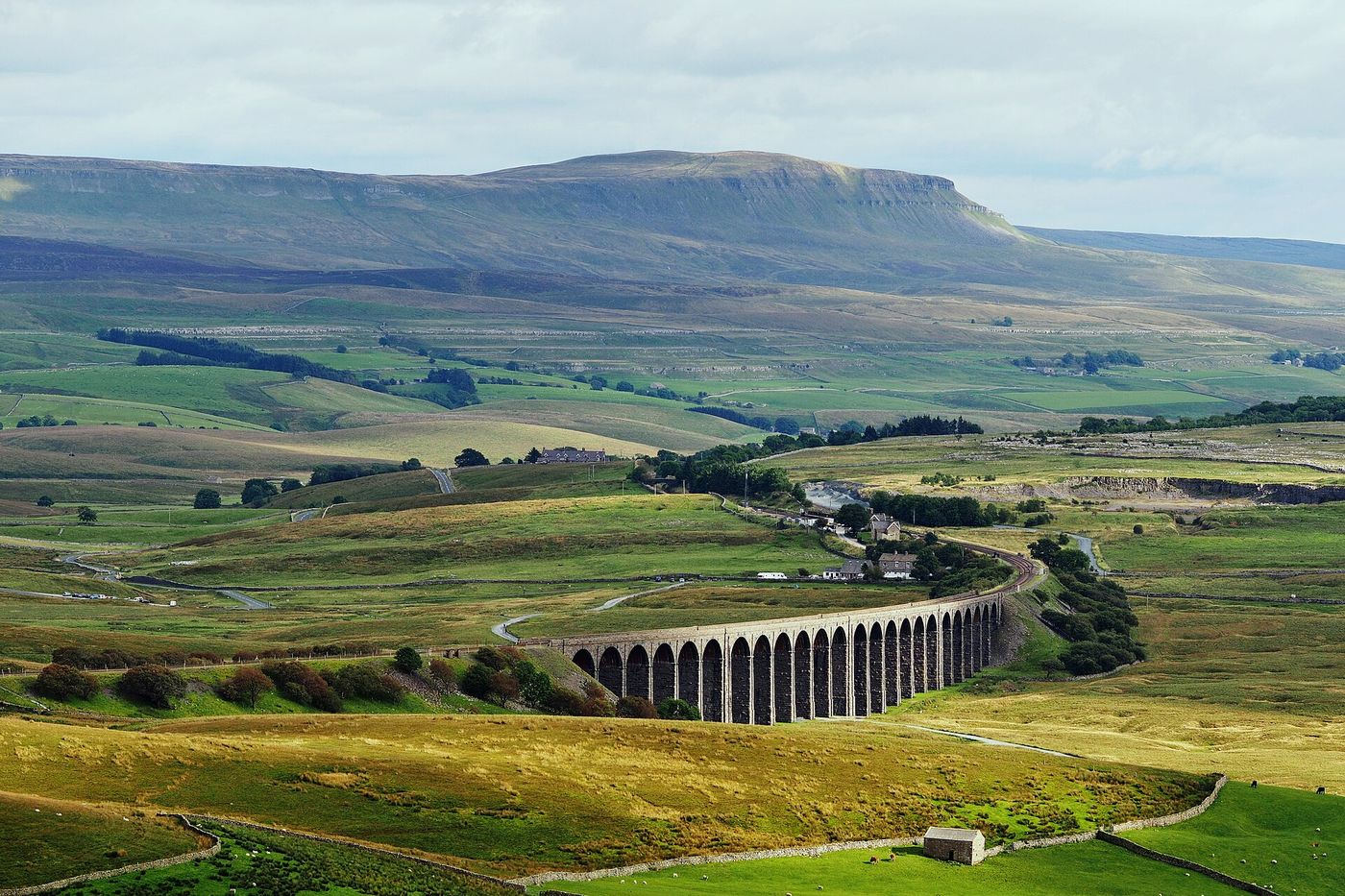Ribblehead viaduct’s 24 arches carry the line across Batty Moss at the head of the Ribble valley.