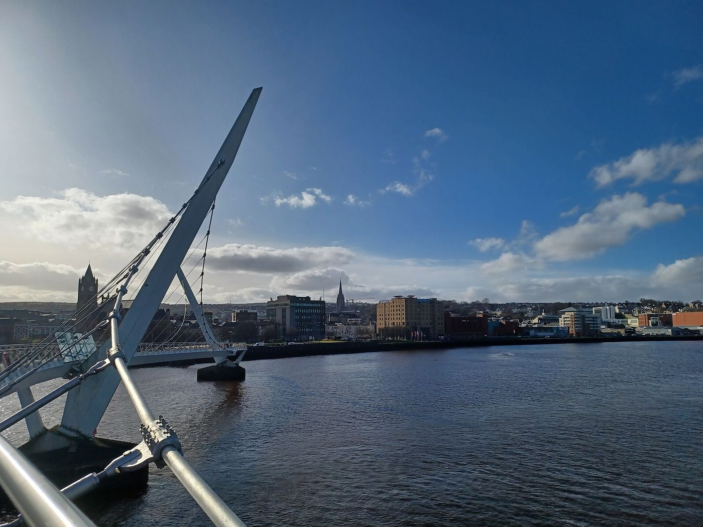 The Peace Bridge over the Foyle in Derry. Ulster University’s Magee campus is a short walk from the west bank.