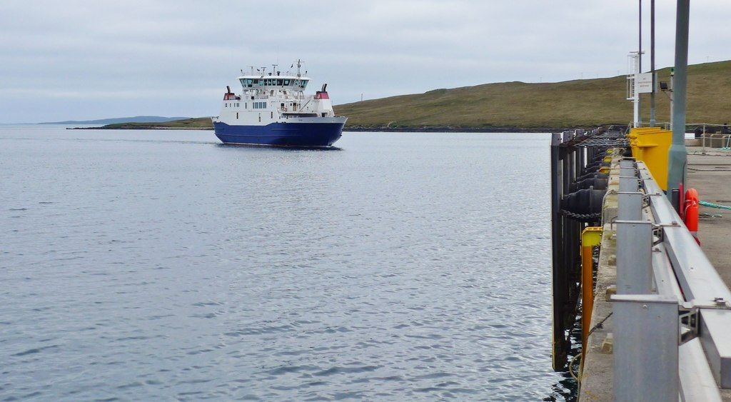 The Yell ferry at Toft on Shetland mainland. The council wants to replace the crossing with a 3.5-mile tunnel.
