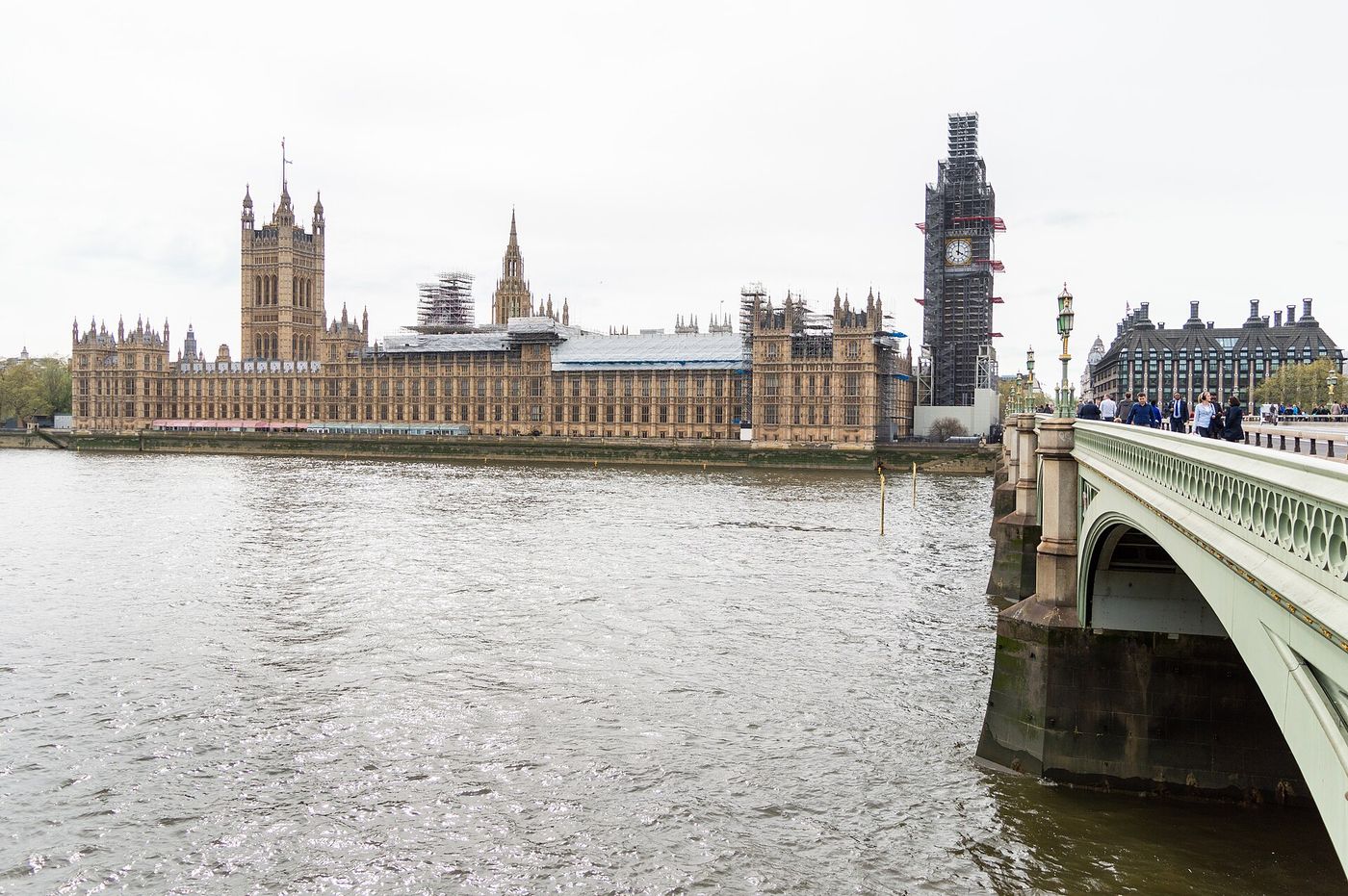 Scaffolding on the Palace of Westminster. The building has suffered 44 fires since 2016.
