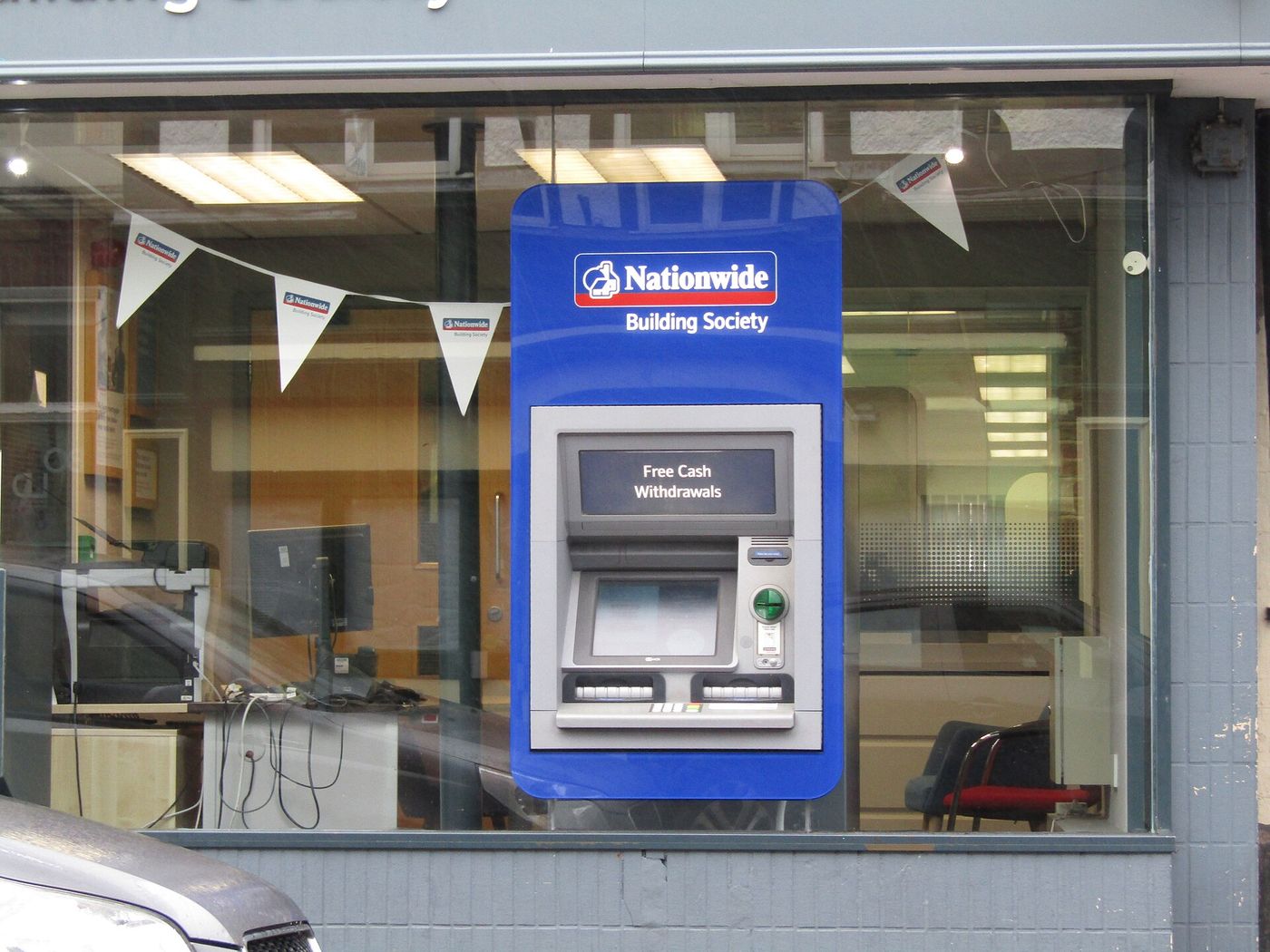 A building society branch on a high street in England.