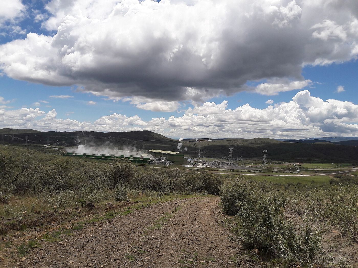 Steam rises from a geothermal plant in Kenya's Rift Valley.