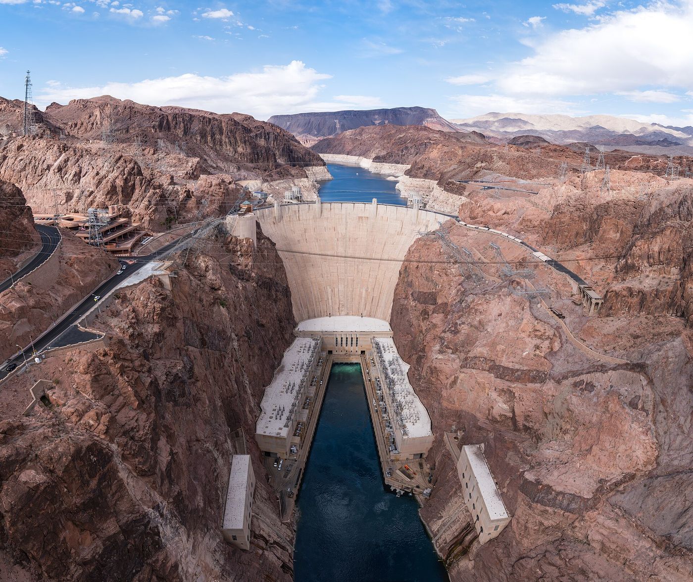 The pale ‘bathtub ring’ left by falling water levels at Lake Mead.