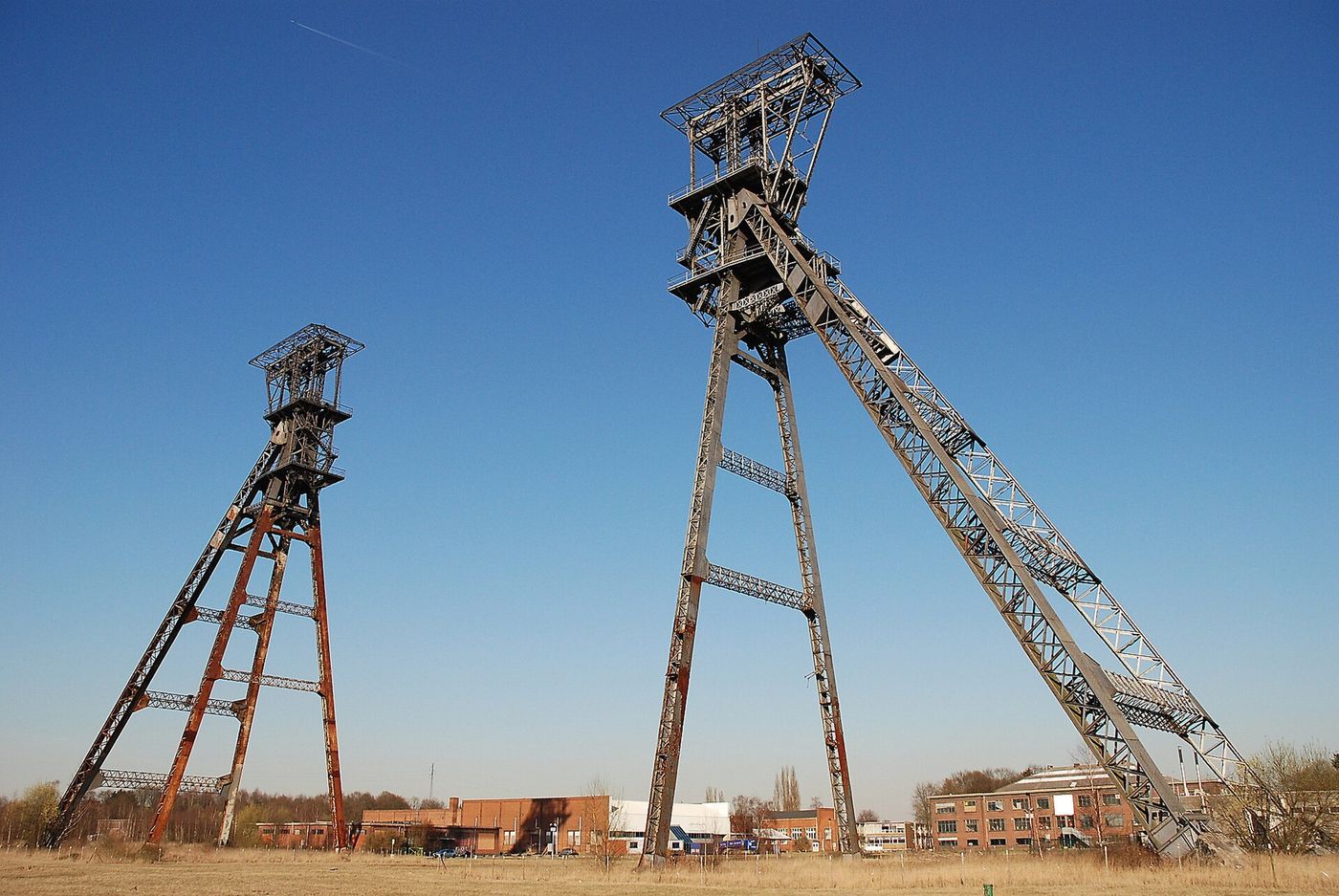 The headframe of a coal mine in Upper Silesia.