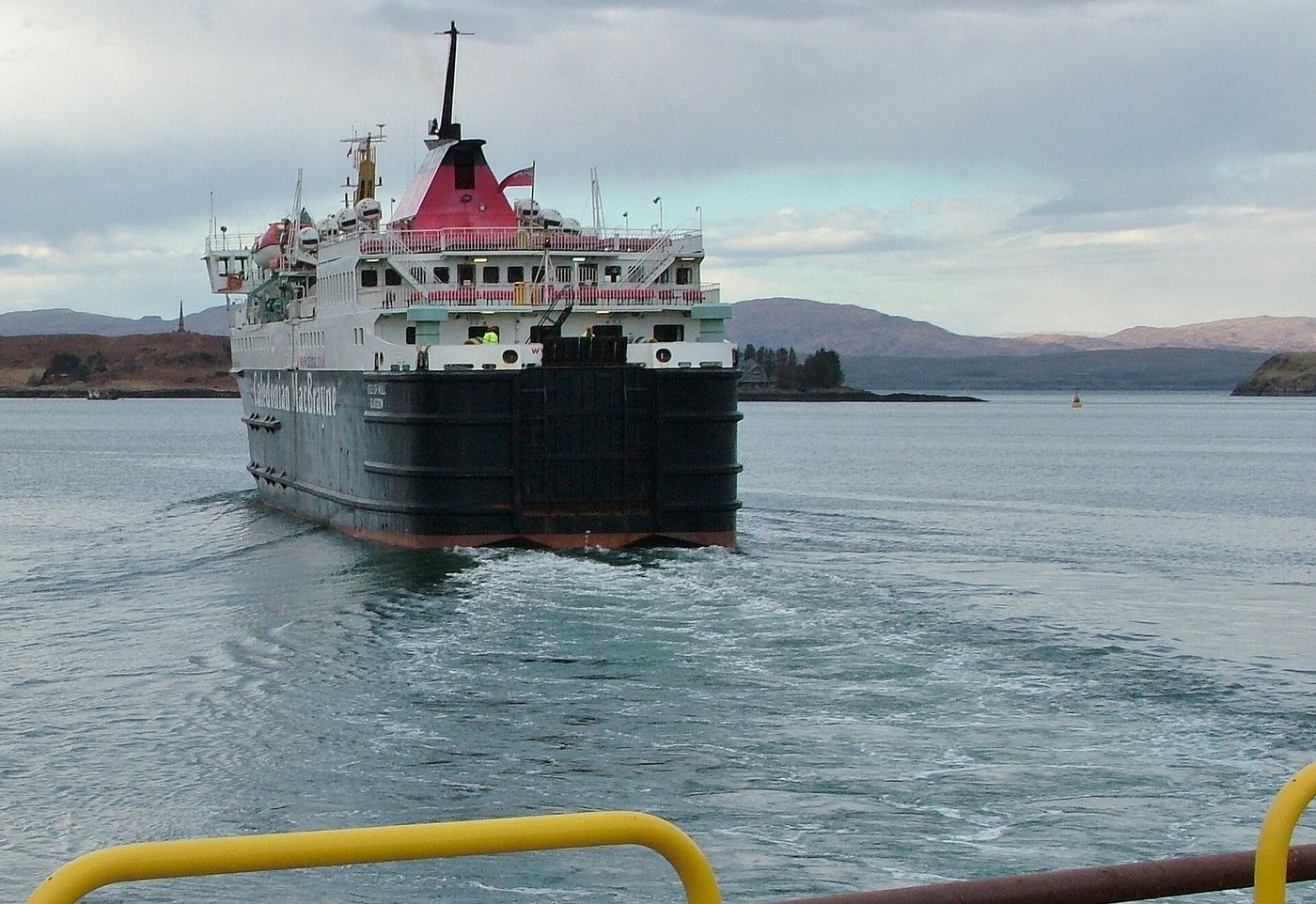 A ferry leaving Oban harbour. The game’s fictional route is modelled on the Hebridean services.