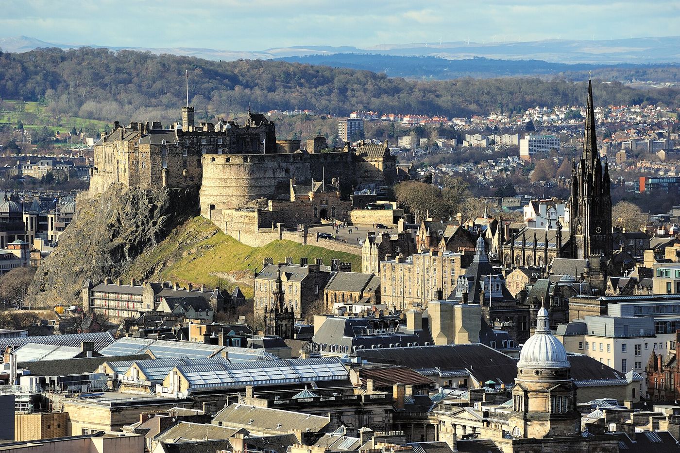 Edinburgh from Arthur’s Seat, with the stadium of the city’s east-side club visible below.