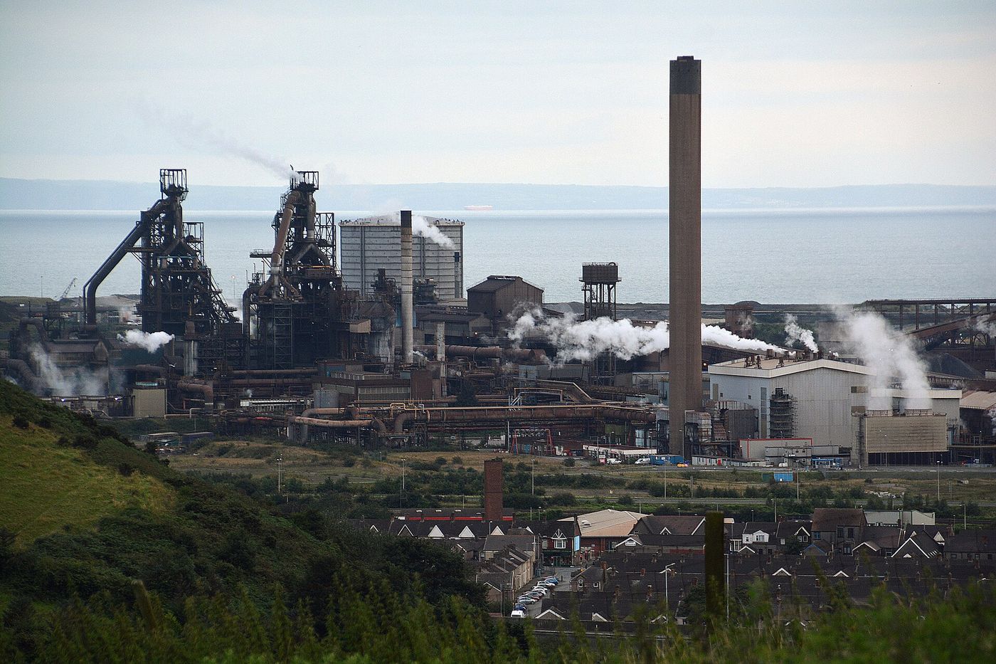 The steelworks at Port Talbot, seen from the M4; Maddox worked there for 31 years.