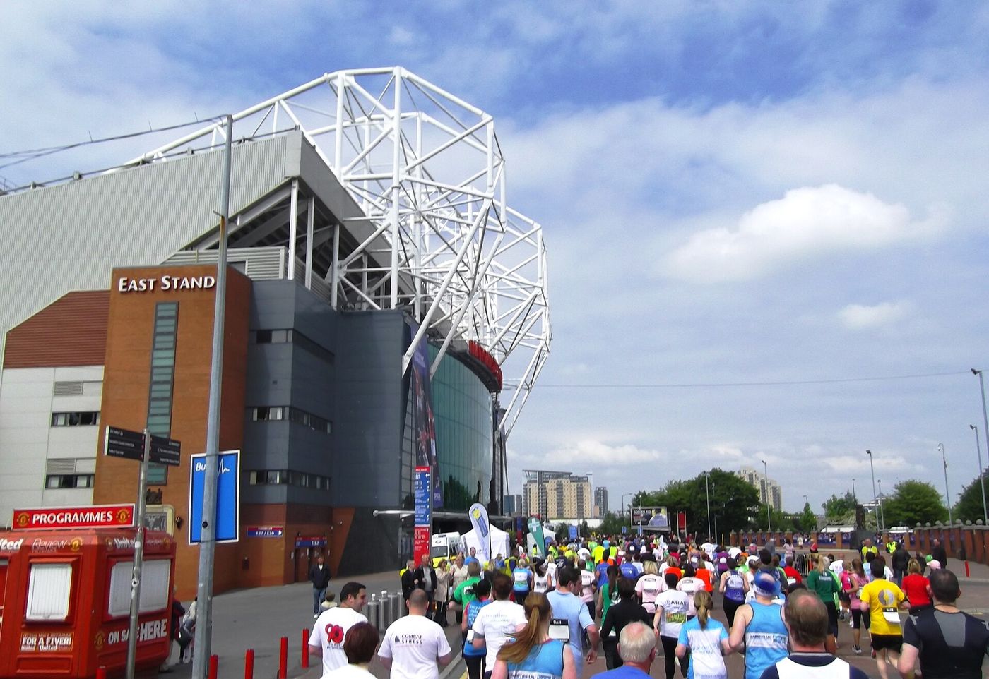 Supporters outside the East Stand at Old Trafford.